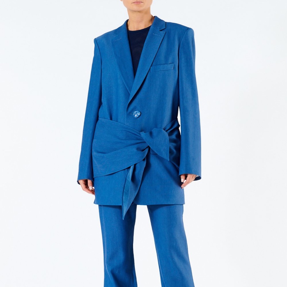 Tibi Long Blazer with Removable Tie